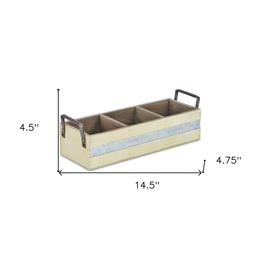 15" Antiqued White Galvanized Solid Wood And Metal Organizing Box HomeRoots