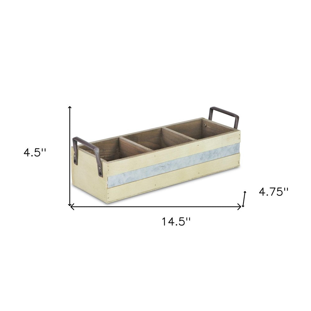 15" Antiqued White Galvanized Solid Wood And Metal Organizing Box HomeRoots