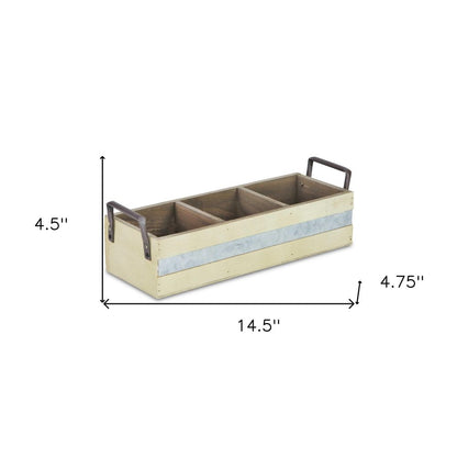 15" Antiqued White Galvanized Solid Wood And Metal Organizing Box HomeRoots