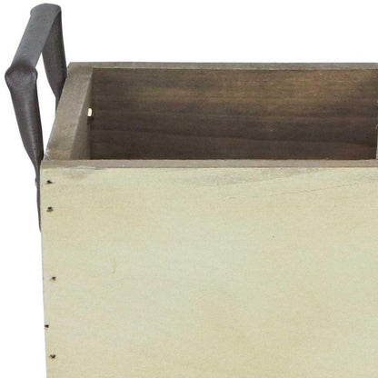 15" Antiqued White Galvanized Solid Wood And Metal Organizing Box HomeRoots