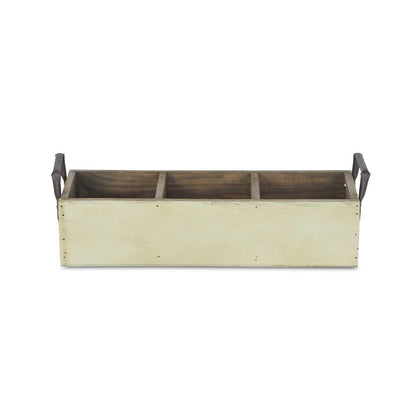 15" Antiqued White Galvanized Solid Wood And Metal Organizing Box HomeRoots