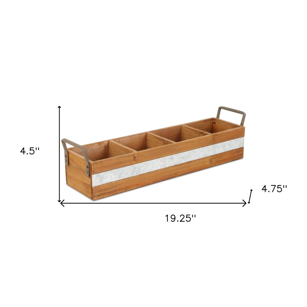 19" Brown Galvanized Solid Wood And Metal Organizing Box HomeRoots