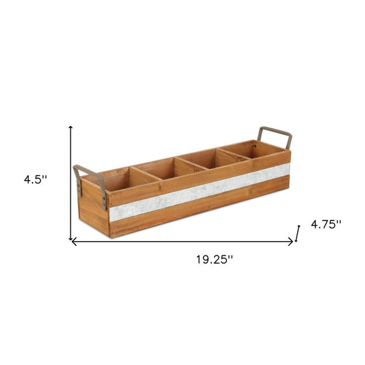 19" Brown Galvanized Solid Wood And Metal Organizing Box HomeRoots