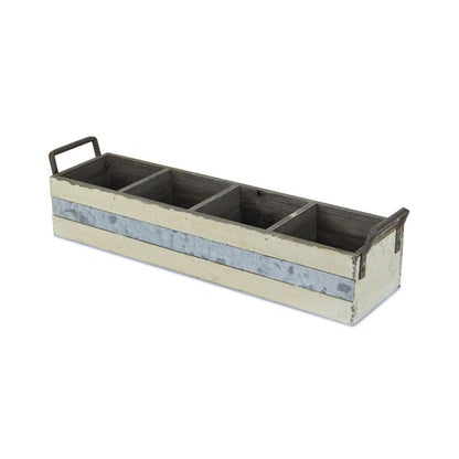 19" Antiqued White Galvanized Solid Wood And Metal Organizing Box HomeRoots