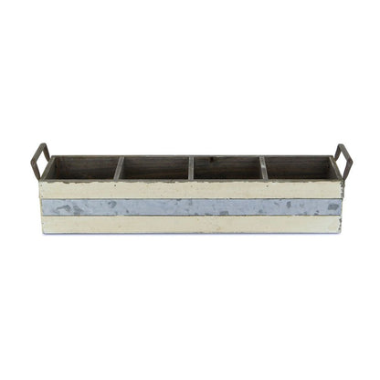 19" Antiqued White Galvanized Solid Wood And Metal Organizing Box HomeRoots