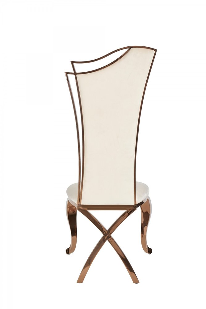 Set of Two Tufted Beige And Rose Gold Upholstered Velvet Dining Side Chairs HomeRoots