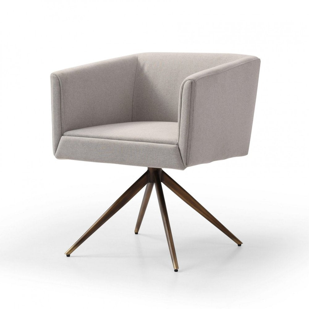 Light Gray And Brass Upholstered Fabric Dining Arm Chair HomeRoots