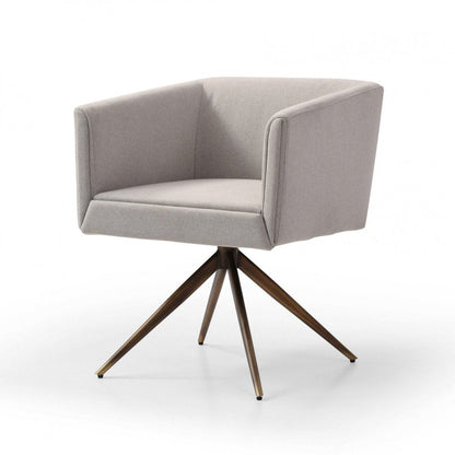 Light Gray And Brass Upholstered Fabric Dining Arm Chair HomeRoots