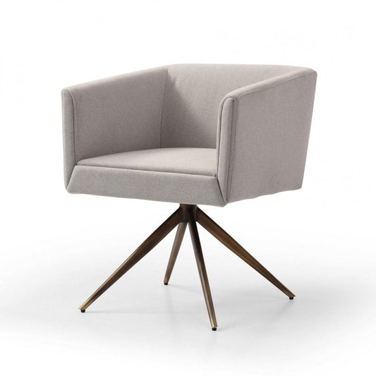Light Gray And Brass Upholstered Fabric Dining Arm Chair HomeRoots