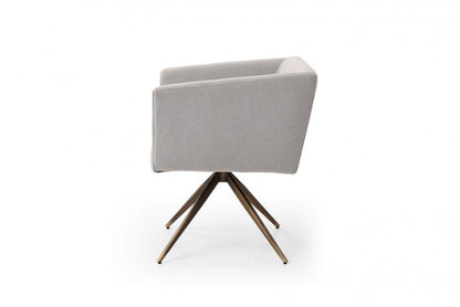Light Gray And Brass Upholstered Fabric Dining Arm Chair HomeRoots
