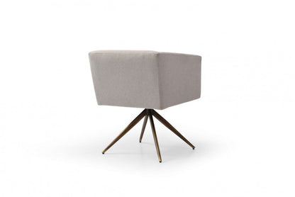Light Gray And Brass Upholstered Fabric Dining Arm Chair HomeRoots
