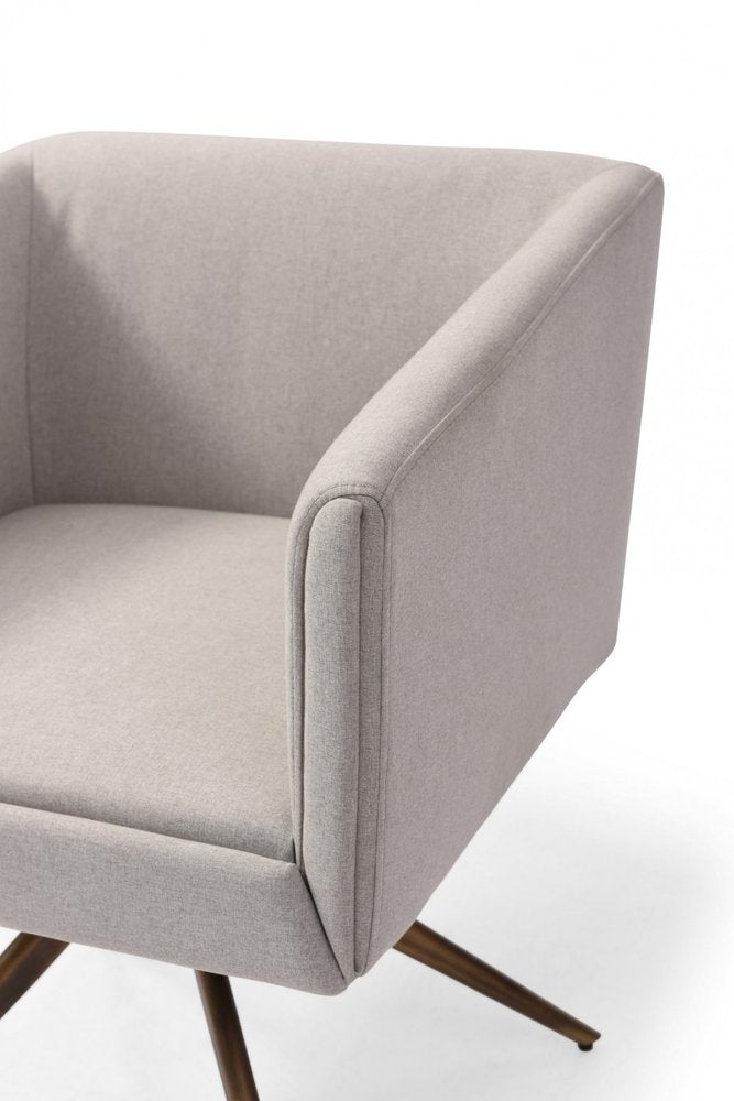 Light Gray And Brass Upholstered Fabric Dining Arm Chair HomeRoots