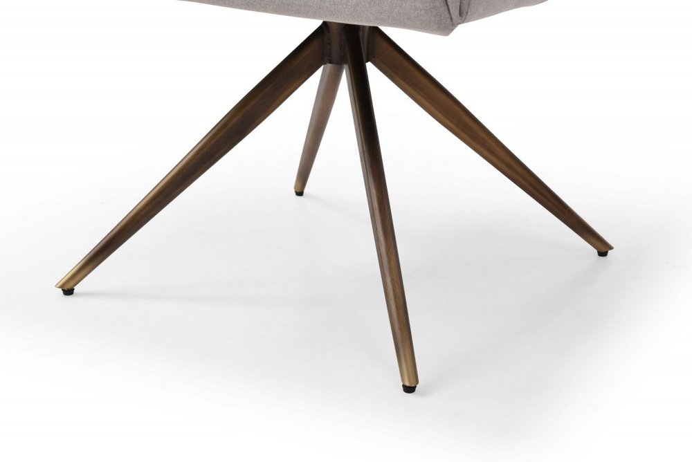 Light Gray And Brass Upholstered Fabric Dining Arm Chair HomeRoots