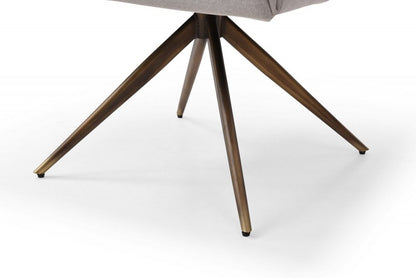 Light Gray And Brass Upholstered Fabric Dining Arm Chair HomeRoots