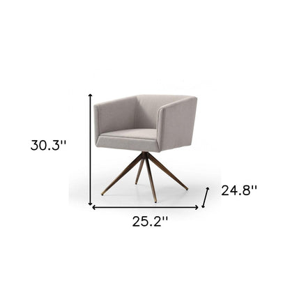 Light Gray And Brass Upholstered Fabric Dining Arm Chair HomeRoots