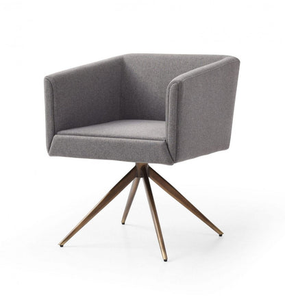 Dark Gray And Brass Upholstered Fabric Dining Arm Chair HomeRoots