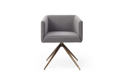 Dark Gray And Brass Upholstered Fabric Dining Arm Chair HomeRoots