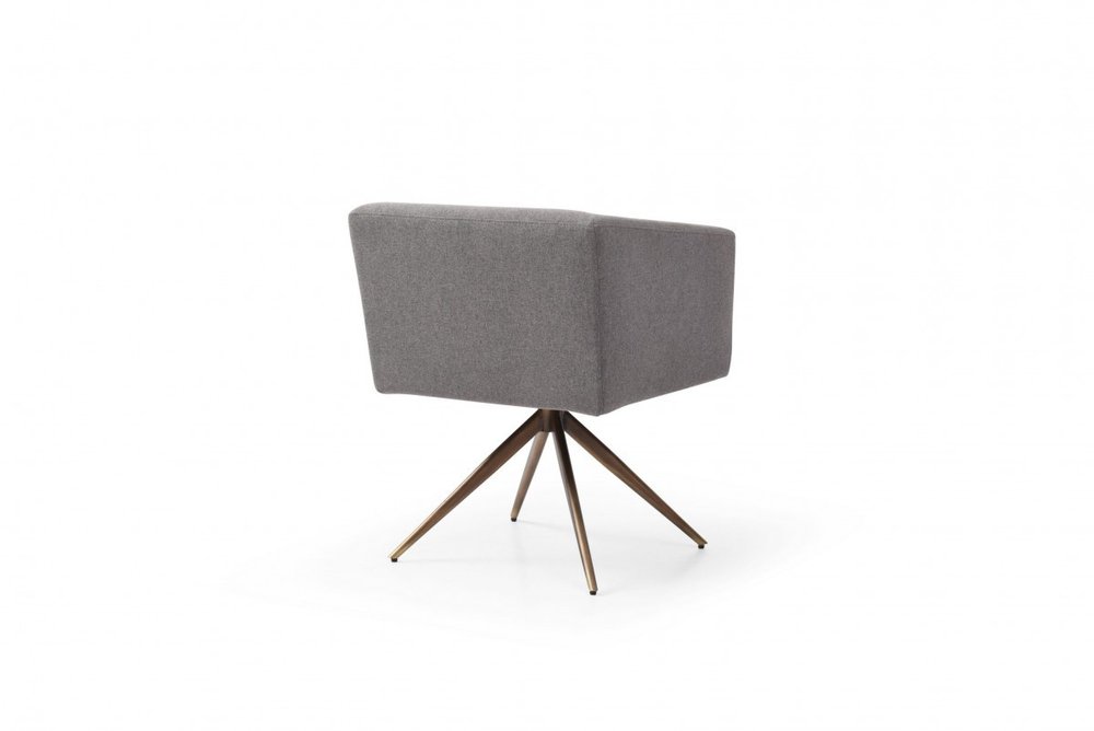 Dark Gray And Brass Upholstered Fabric Dining Arm Chair HomeRoots