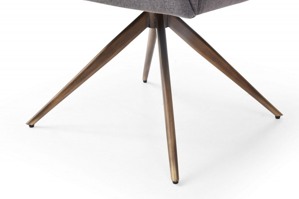 Dark Gray And Brass Upholstered Fabric Dining Arm Chair HomeRoots