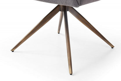 Dark Gray And Brass Upholstered Fabric Dining Arm Chair HomeRoots
