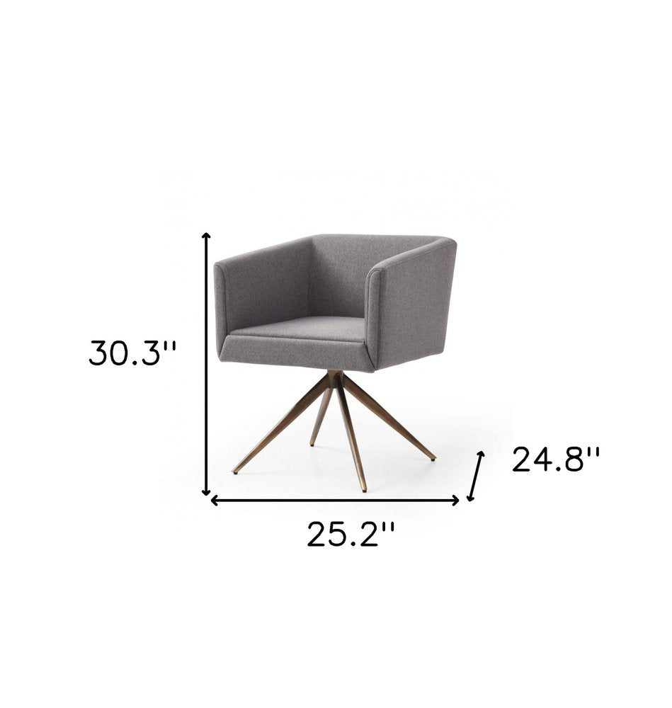Dark Gray And Brass Upholstered Fabric Dining Arm Chair HomeRoots