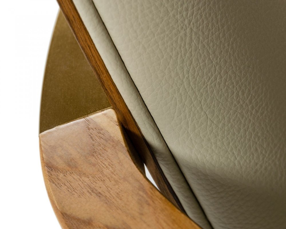 Gray And Brown Upholstered Faux Leather Dining Arm Chair HomeRoots