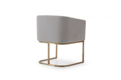 Light Gray And Antiqued Brass Upholstered Fabric Dining Arm Chair HomeRoots
