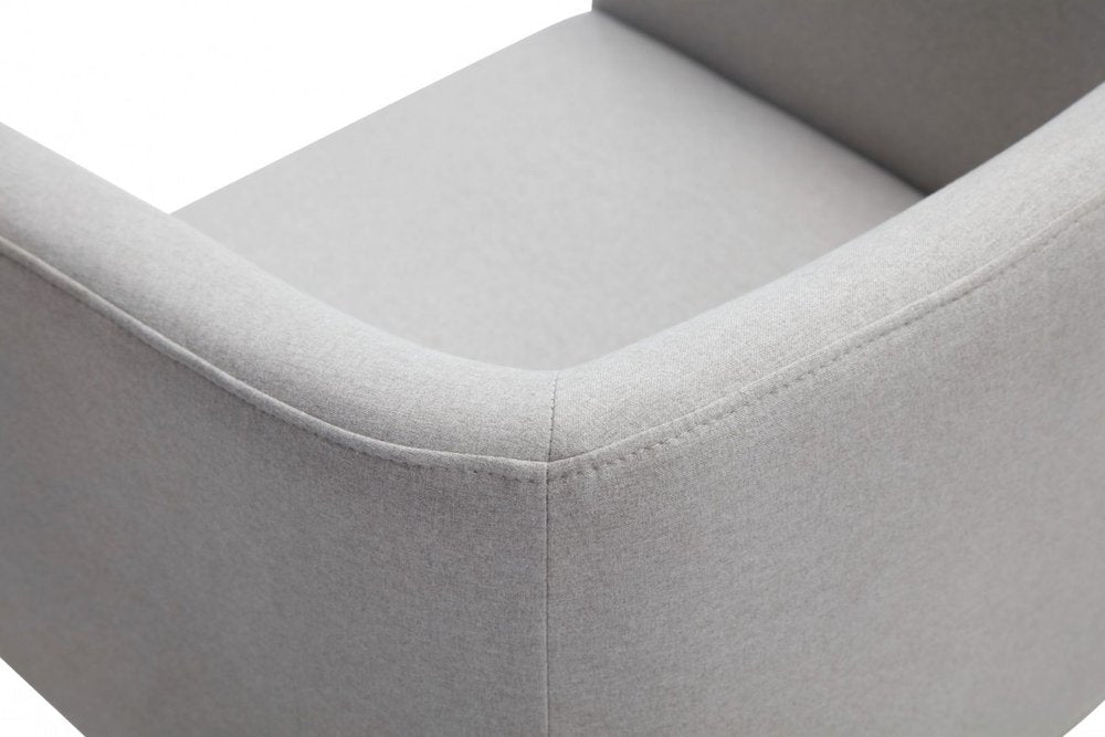 Light Gray And Antiqued Brass Upholstered Fabric Dining Arm Chair HomeRoots