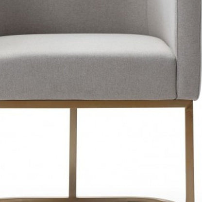Light Gray And Antiqued Brass Upholstered Fabric Dining Arm Chair HomeRoots