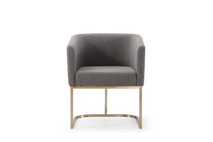 Dark Gray And Antiqued Brass Upholstered Fabric Dining Arm Chair HomeRoots