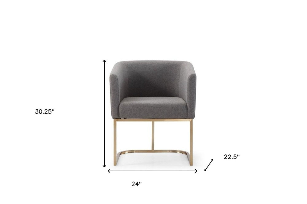Dark Gray And Antiqued Brass Upholstered Fabric Dining Arm Chair HomeRoots