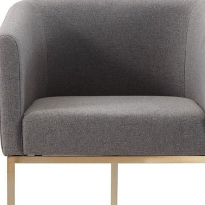 Dark Gray And Antiqued Brass Upholstered Fabric Dining Arm Chair HomeRoots