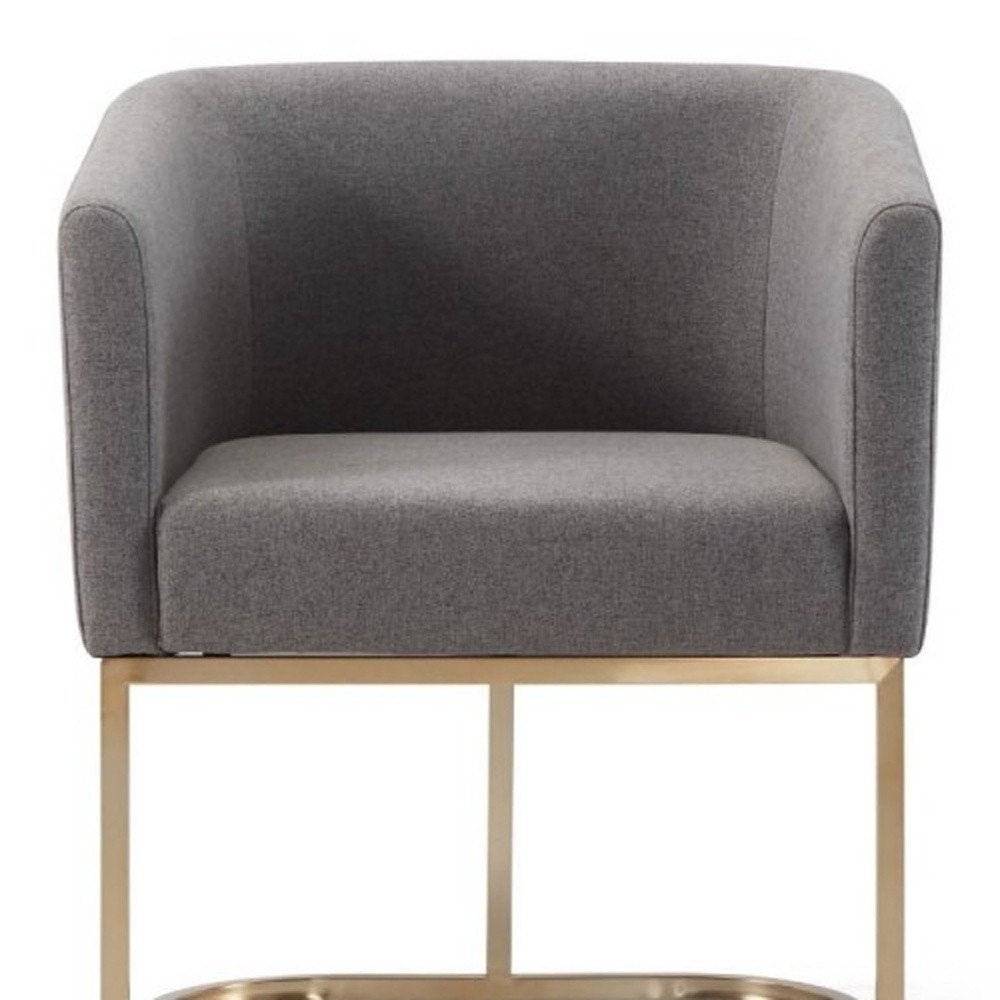 Dark Gray And Antiqued Brass Upholstered Fabric Dining Arm Chair HomeRoots