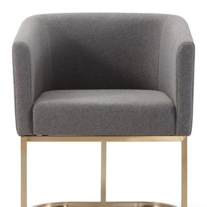 Dark Gray And Antiqued Brass Upholstered Fabric Dining Arm Chair HomeRoots