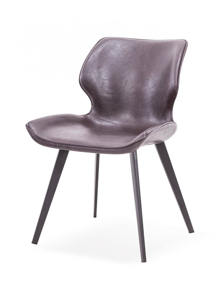 Set of Two Dark Brown And Black Upholstered Faux Leather Dining Side Chairs HomeRoots
