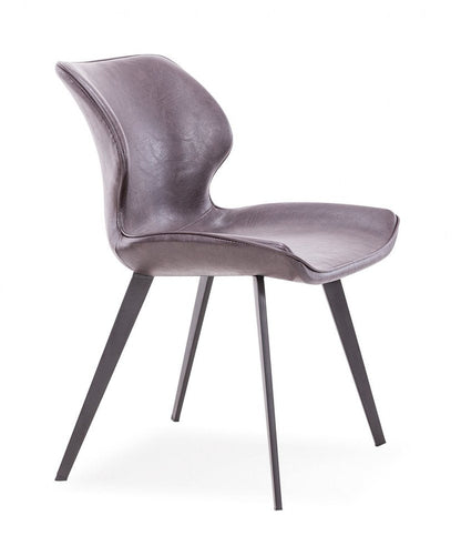 Set of Two Dark Brown And Black Upholstered Faux Leather Dining Side Chairs HomeRoots