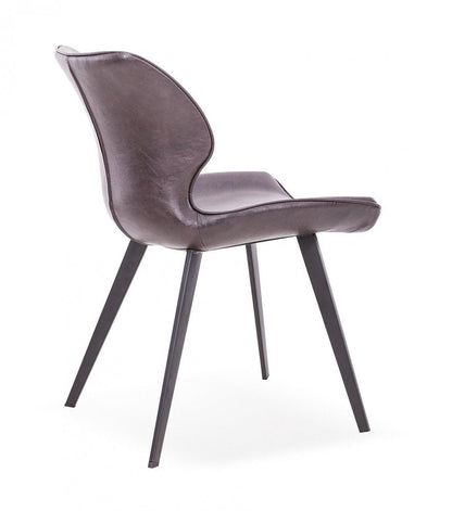 Set of Two Dark Brown And Black Upholstered Faux Leather Dining Side Chairs HomeRoots