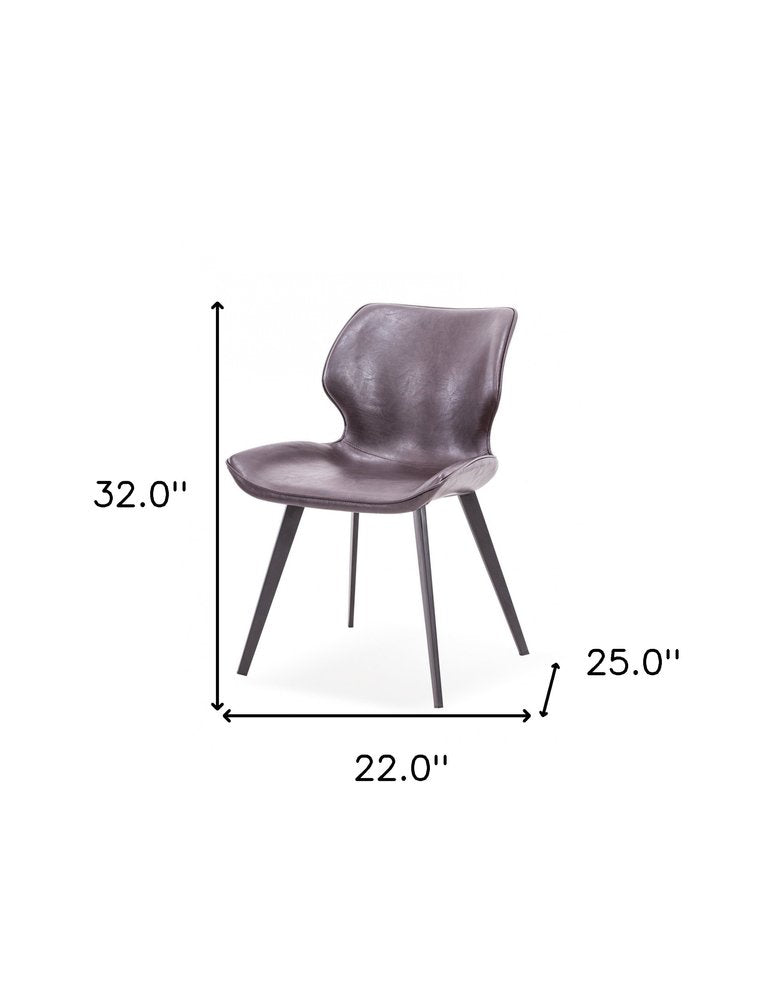 Set of Two Dark Brown And Black Upholstered Faux Leather Dining Side Chairs HomeRoots