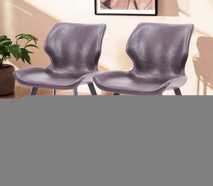 Set of Two Dark Brown And Black Upholstered Faux Leather Dining Side Chairs HomeRoots