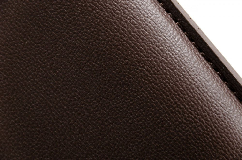 Set of Two Brown And Brass Upholstered Faux Leather Dining Side Chairs HomeRoots