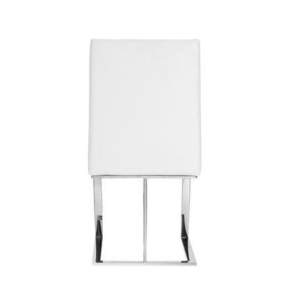 White And Silver Upholstered Faux Leather Dining Side Chair HomeRoots