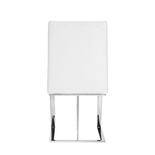 White And Silver Upholstered Faux Leather Dining Side Chair HomeRoots