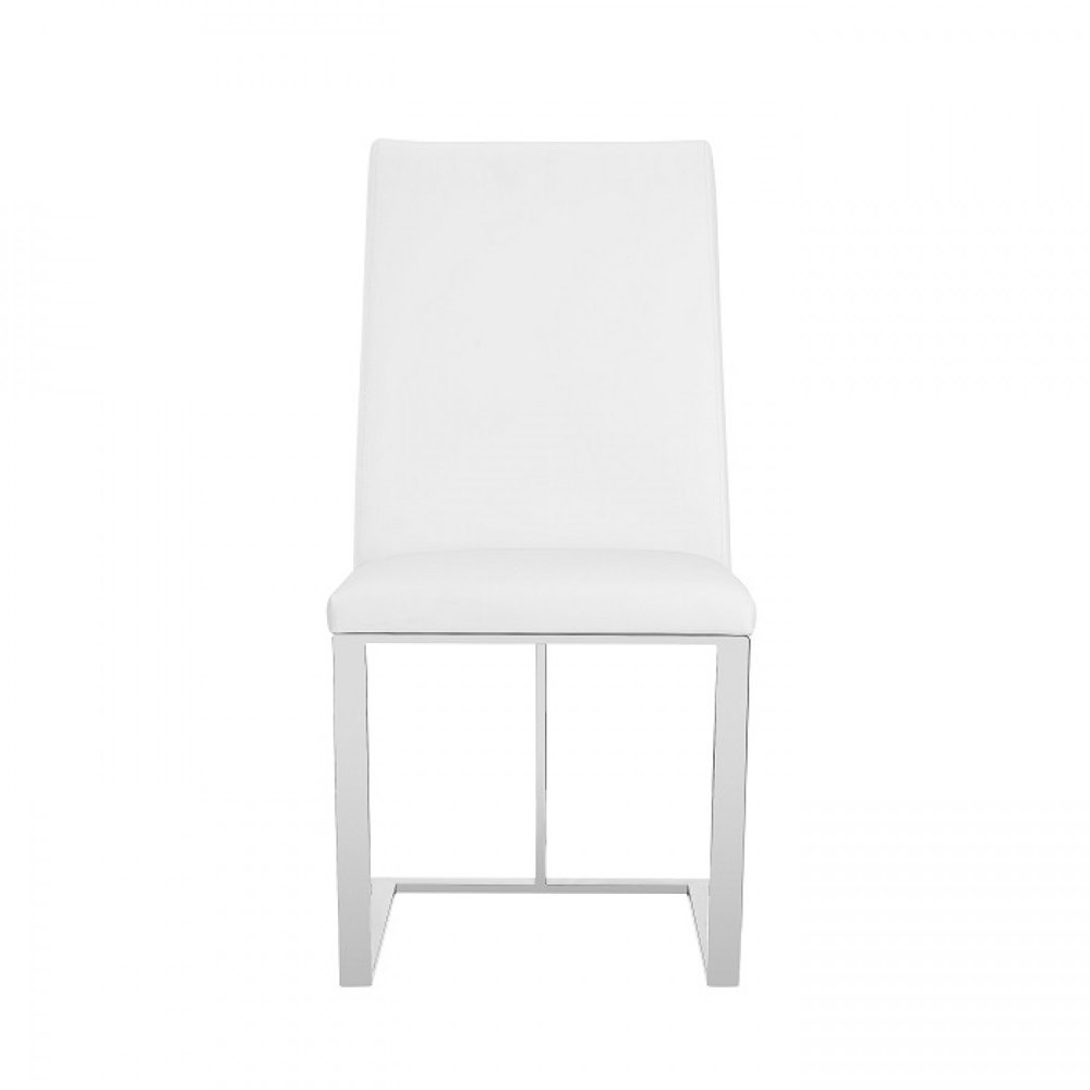 White And Silver Upholstered Faux Leather Dining Side Chair HomeRoots