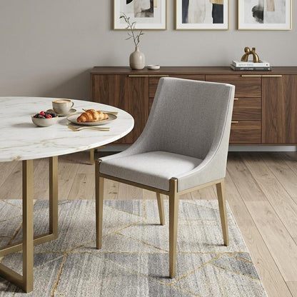 Gray And Brass Upholstered Fabric Dining Side Chair HomeRoots