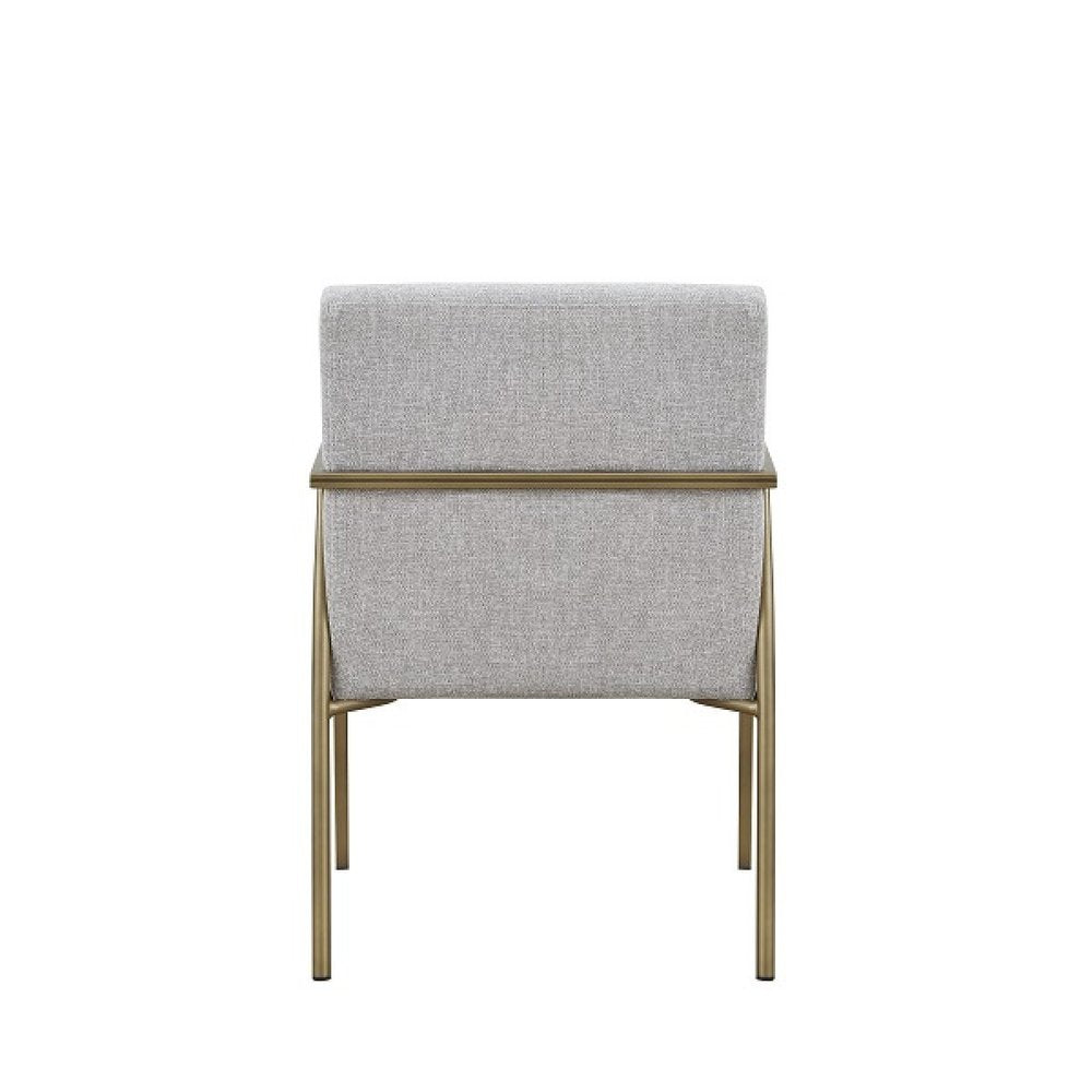 Light Gray And Brass Upholstered Fabric Dining Arm Chair HomeRoots