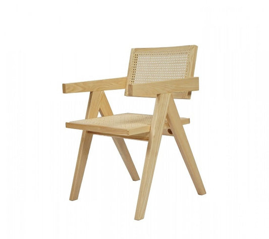 Natural Wood Open Back Dining Arm Chair HomeRoots