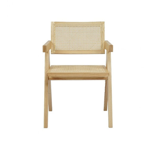 Natural Wood Open Back Dining Arm Chair HomeRoots