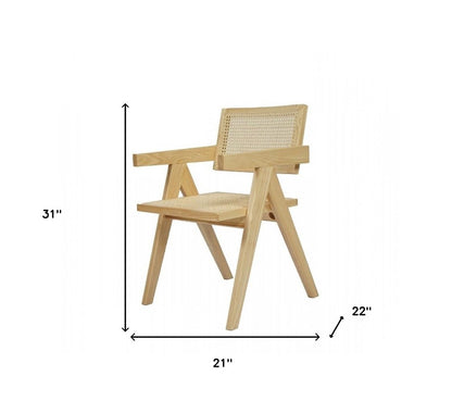 Natural Wood Open Back Dining Arm Chair HomeRoots