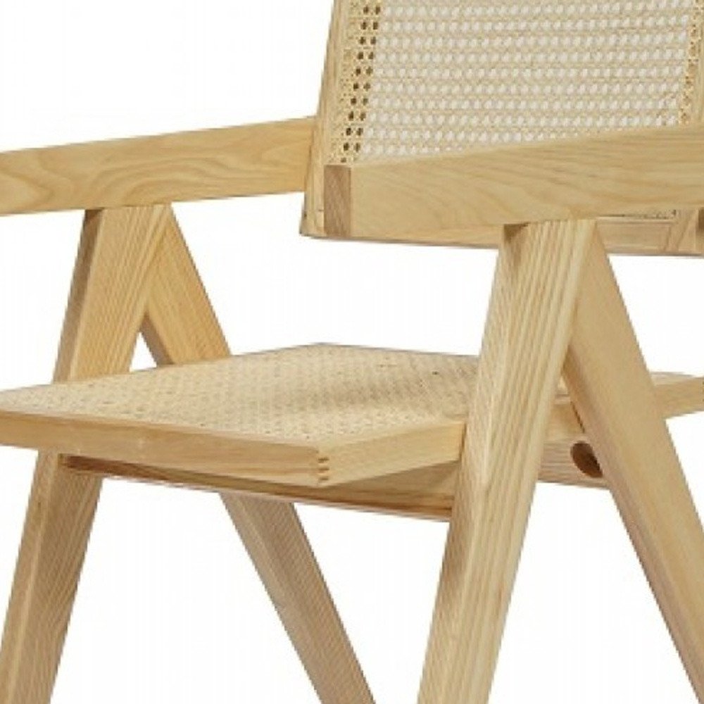 Natural Wood Open Back Dining Arm Chair HomeRoots