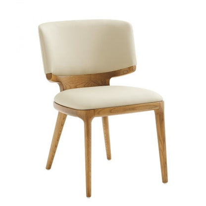 Set of Two Beige And Brown Upholstered Faux Leather King Louis Back Dining Side Chairs HomeRoots
